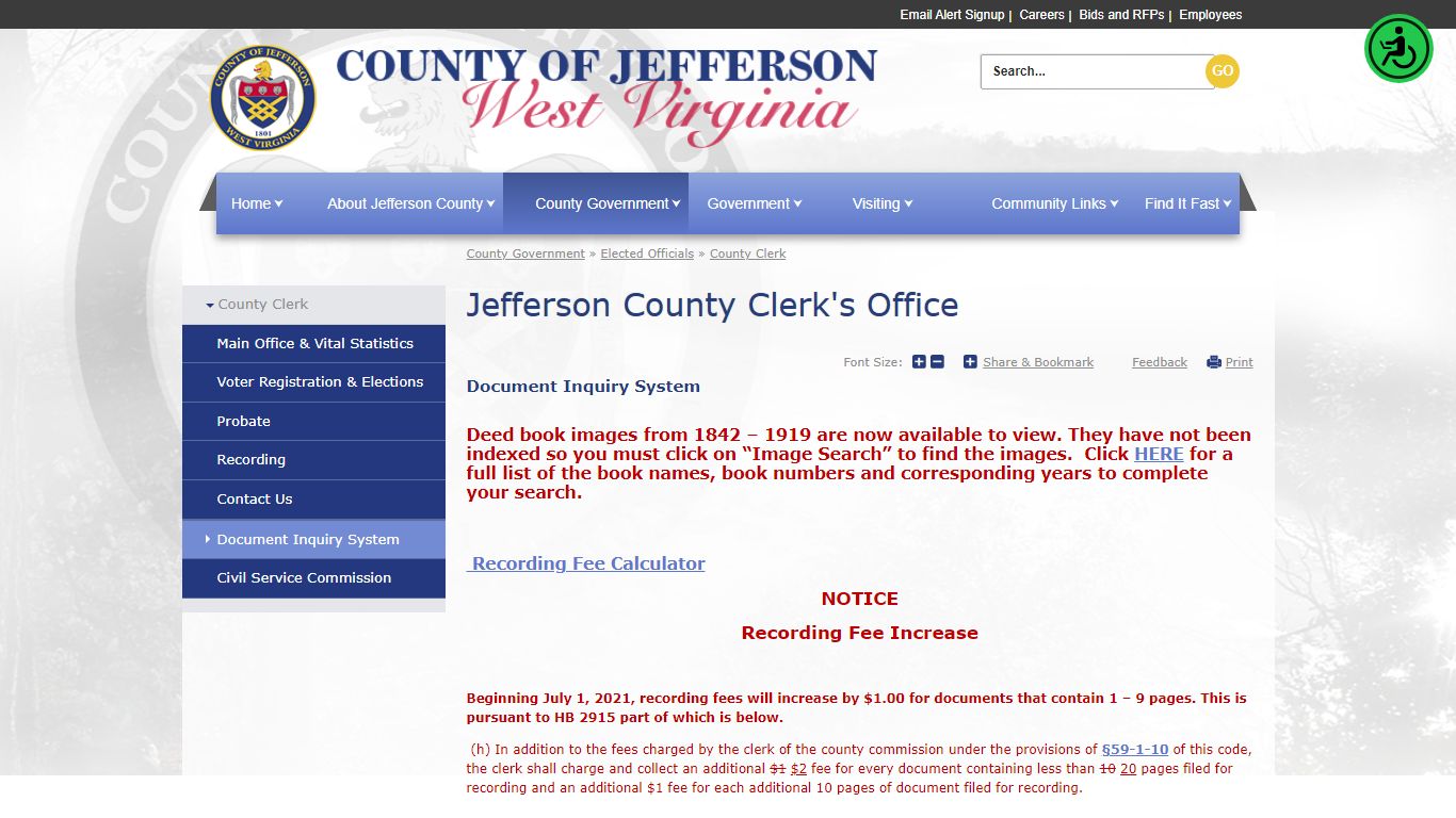 Jefferson County Clerk's Office | Jefferson County Commission, WV