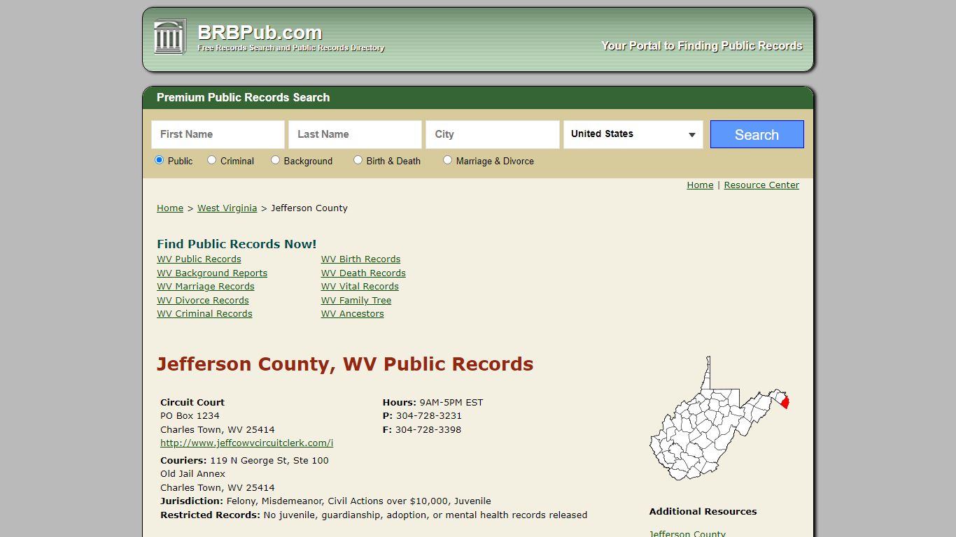 Jefferson County Public Records | Search West Virginia Government Databases